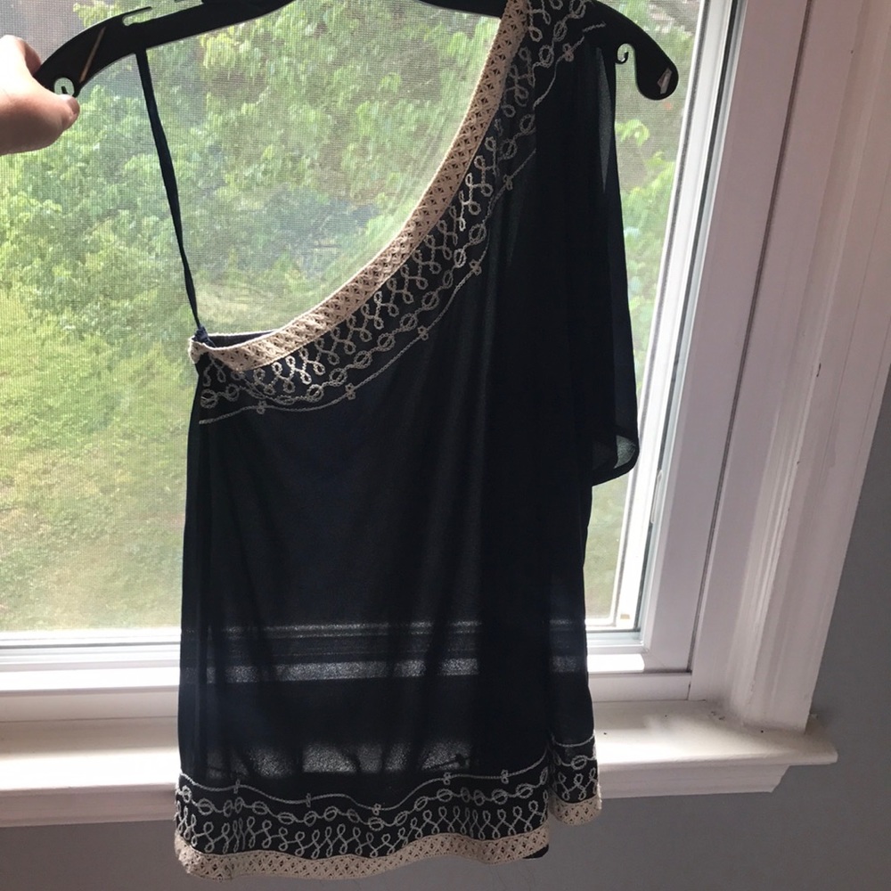 Ark & Co. One Shoulder Semi-Sheer Top Size S